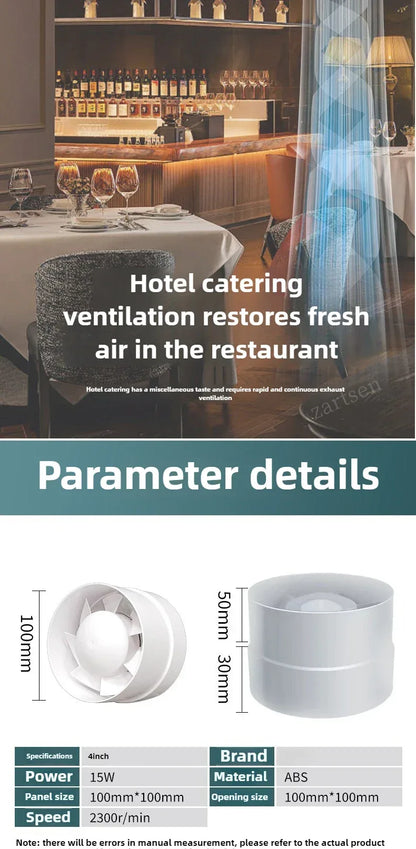 4 inch 220V Silent Ventilation Air Vents Ventilator Extractor Exhausted Extractor Fan Ventilator Bathroom Kitchen Washroom