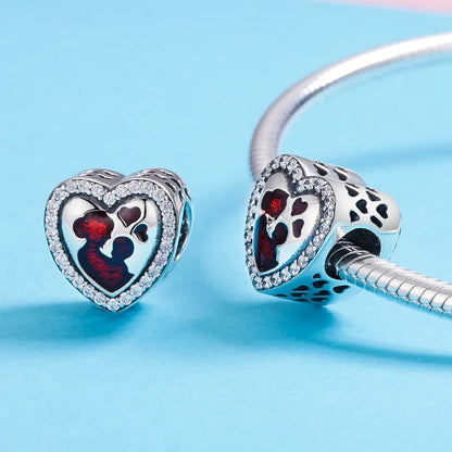WOSTU Real 925 Sterling Silver Heart Pendents Gifts Charms Beads Fit Original DIY Bracelet Necklace Mother's Day Jewelry for Mom