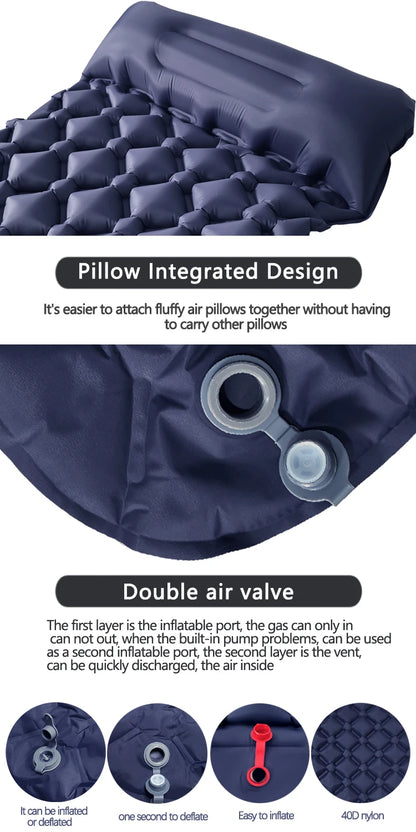 Outdoor Camping Sleeping Pad Folding Sleep Mat Beach Inflat Mattress with Pillows Ultralight Air Mat Travel Hiking New