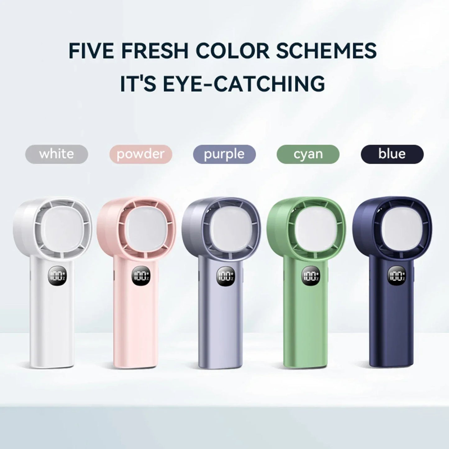 Night Light Cooling Fan 5000mAh Handheld Cooling Fan Portable Handheld Turbo Fan 100 Wind Speeds Adjustable Mini Personal Fan