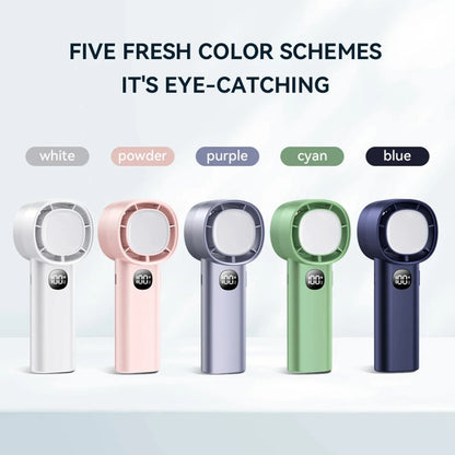 Night Light Cooling Fan 5000mAh Handheld Cooling Fan Portable Handheld Turbo Fan 100 Wind Speeds Adjustable Mini Personal Fan