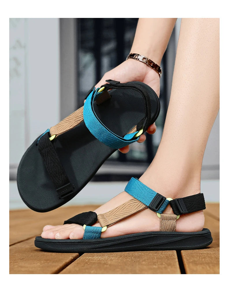 Black Men's Outdoor Casual Arch Support Sandals Anti-Slip Breathable Beach Holiday Sports Sandals for Summer Walking Size 40-45