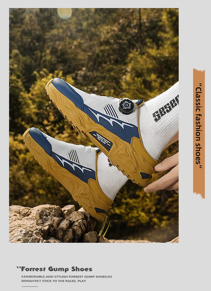Men's casual sports shoes four season new rotating shoelaces comfort outdoor running walking shoes breathable soft-sole sneakers