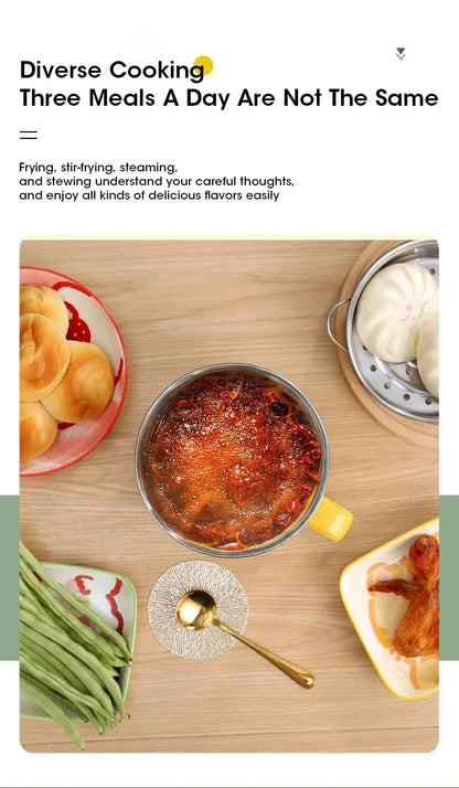 1.8L Non-stick Electric Hot Pot - Multifunctional Easy Clean Kitchen Appliance for Safe Cooking for 1-2 People Dorm Students