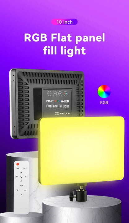 10inch RGB LED Photography Video Light Panel Lighting Photo Studio Lamp Kit Remote Control For Shoot Live Streaming Tripod Stand