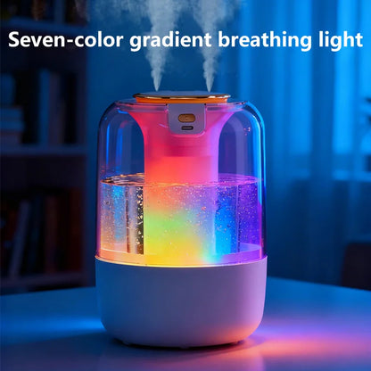 Humidifier USB Double Spray Quiet 2L Large Capacity Humidifier Home Dormitory Office Bedroom Desktop with Night Light