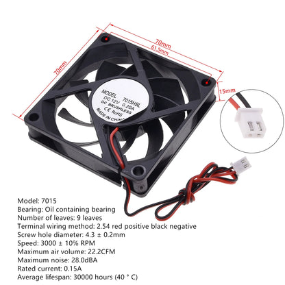 Silent DC12V Brushless Oil Content Cooling fan，for Power Supply Toy Chassis Multiple Sizes Available 2 3 4 5 6 7 8 9CM Silent