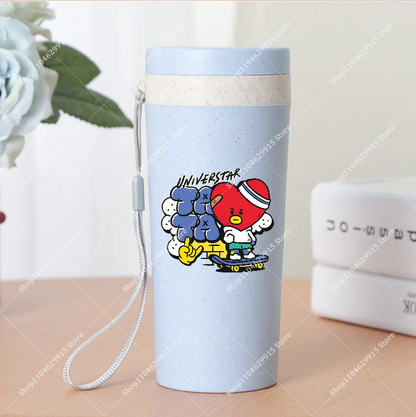 350ml BT21 Portable Water Bottle COOKY TATA RJ Cute Anime Leak-proof Plastic Drinking Cup Milk Coffee Juice Cup Drinkware Gift