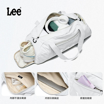 LEE Waterproof Sports Fitness Gym Bag Women Men Large Capacity Yoga Shoe Compartment Dry Pocket Luggage Travel Bag