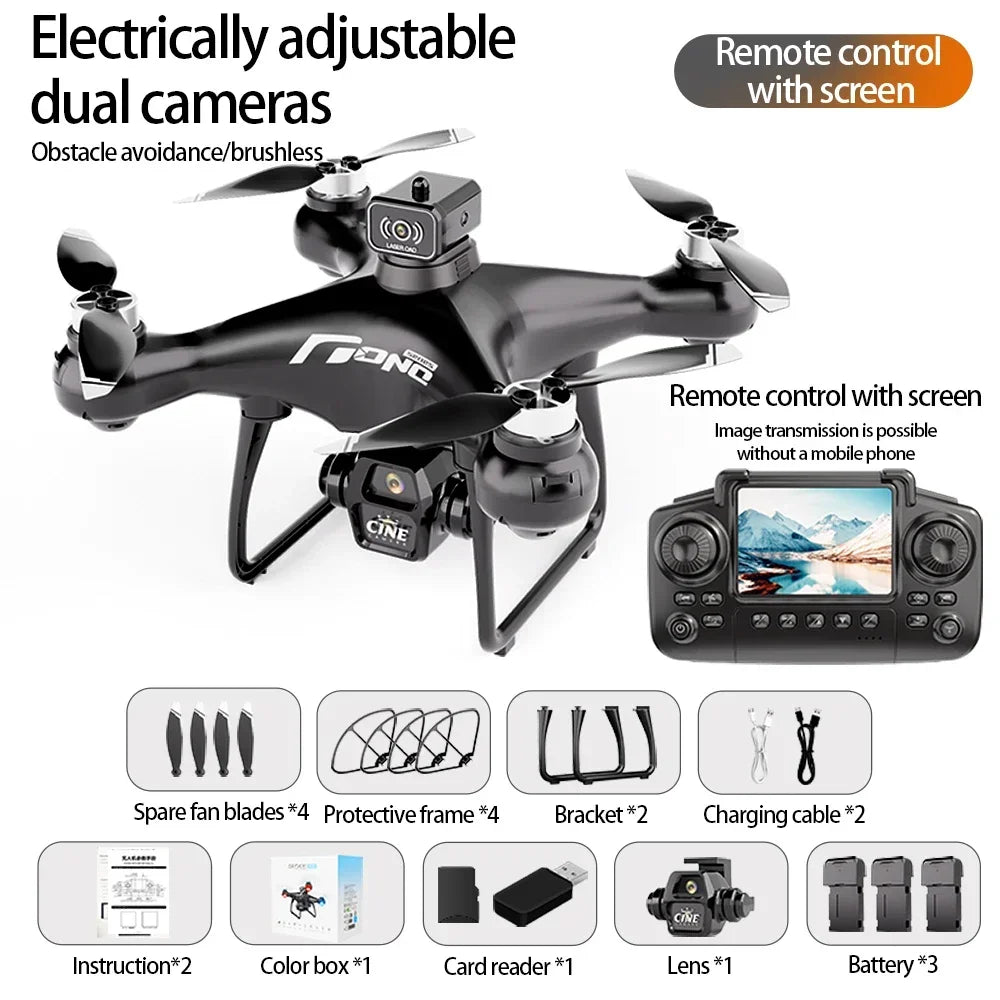 E55 Drone Mini Dual Camera 8K Aerial HD Profesional Remote Control Aircraft GPS Positioning Avoidance Brushless Motor Drone