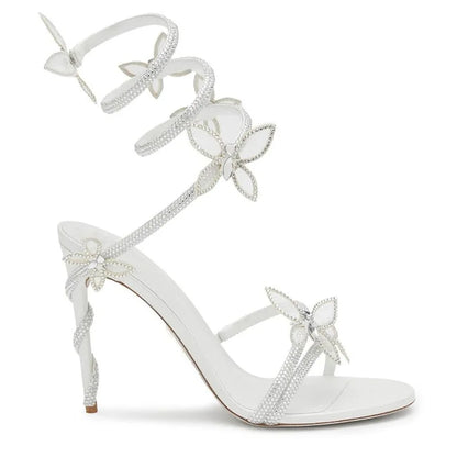 New Spring and Summer Women's High-heeled Sandals Snake-shaped Butterfly Diamond Flower Stiletto Heel Sandals High Heels