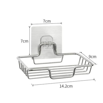 1Pcs Bathroom Soap Holder Wall Mounted Soap Rack Holder Stainless Steel Self Adhesive Soap Rack Wall Mounted Dish