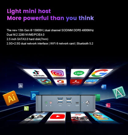 Super Deal Mini PC 13th Gen Intel i9-13900H Mini Computers(14 Cores,20 Threads) 64GB DDR4 & 4TB SSD Windows 11 Desktop PC WiFi