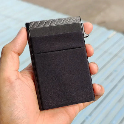 Slim RFID Blocking Metal Wallet for Men - Minimalist Smart Magic Card Case Holder with Protection for Bank ID and Credit Cards