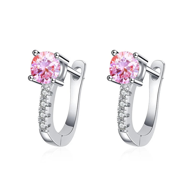 Fine Jewelry Pass Diamond Tester Pen Moissanite Hoop Earrings For Women With GRA S925 Sterling Silver For Women Ear Clasps