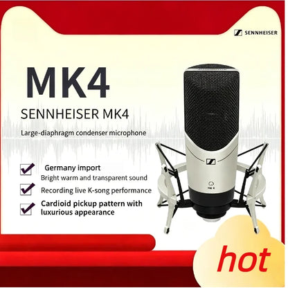 Sennheiser MK4 Professional Live Streaming Condenser Mic Low Noise Vocal Microphone For Online Singing Podcast Studio Recording