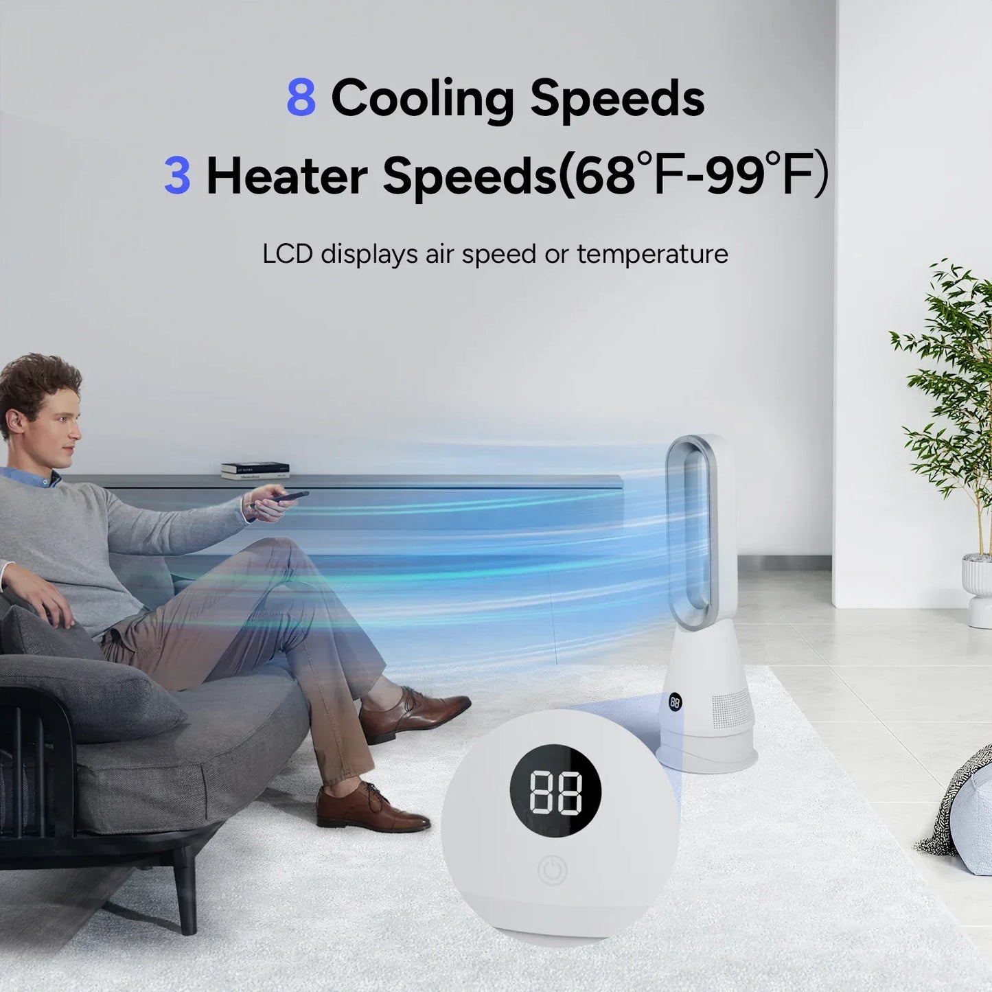 Wholesale Smart Fan and Warming Dual Purpose  Office Home House Room Portable Electric Bladeless Fan Heater