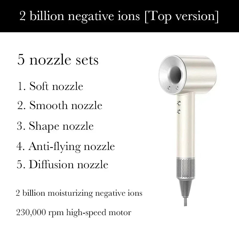 Sèche-cheveux Super Hair Dryer 220V sans balais, soin capillaire personnel, coiffage, outil à ions négatifs, programme de séchage, sèche-cheveux électrique à ions négatifs