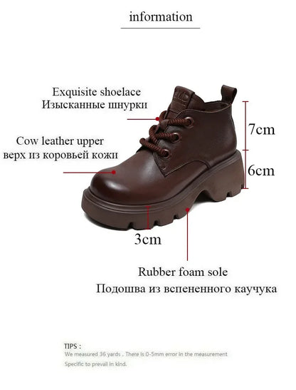 DRKANOL Luxury Design Genuine Leather Ankle Boots For Women Platform Casual Short Boots Women Winter Thick High Heel Warm Shoes