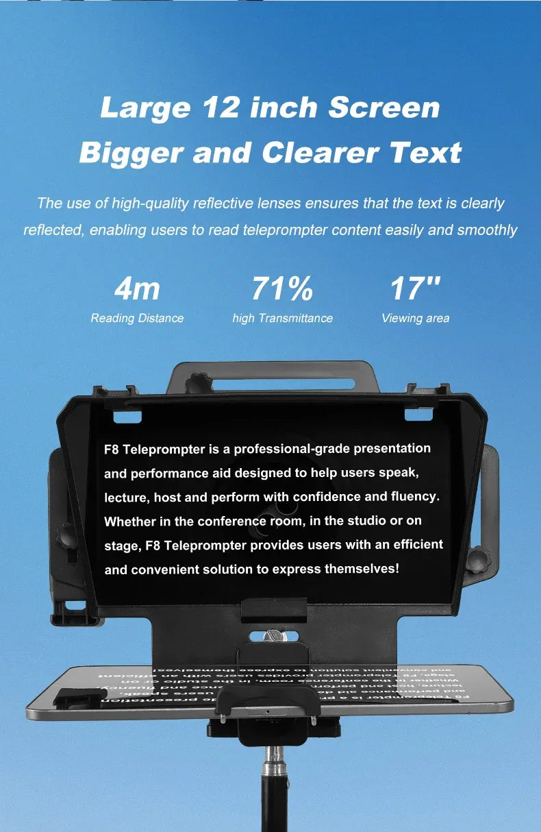 Soonpho F7 F8 Teleprompter for Tablet Laptop Smartphone Camera Bluetooth Portable Telepronter for Live Streaming Recording Video