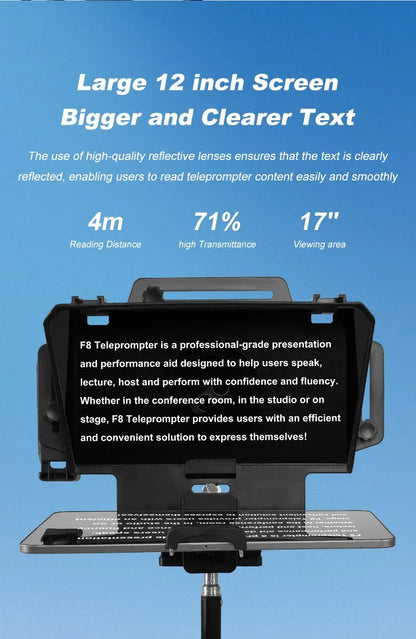 Soonpho F7 F8 Teleprompter for Tablet Laptop Smartphone Camera Bluetooth Portable Telepronter for Live Streaming Recording Video