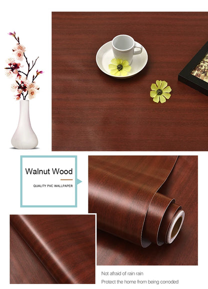 PVC Waterproof Self Adhesive Wallpaper Wall in Rolls Furniture Cabinets Vinyl Decorative Film Wood Grain Stickers For Home Decor