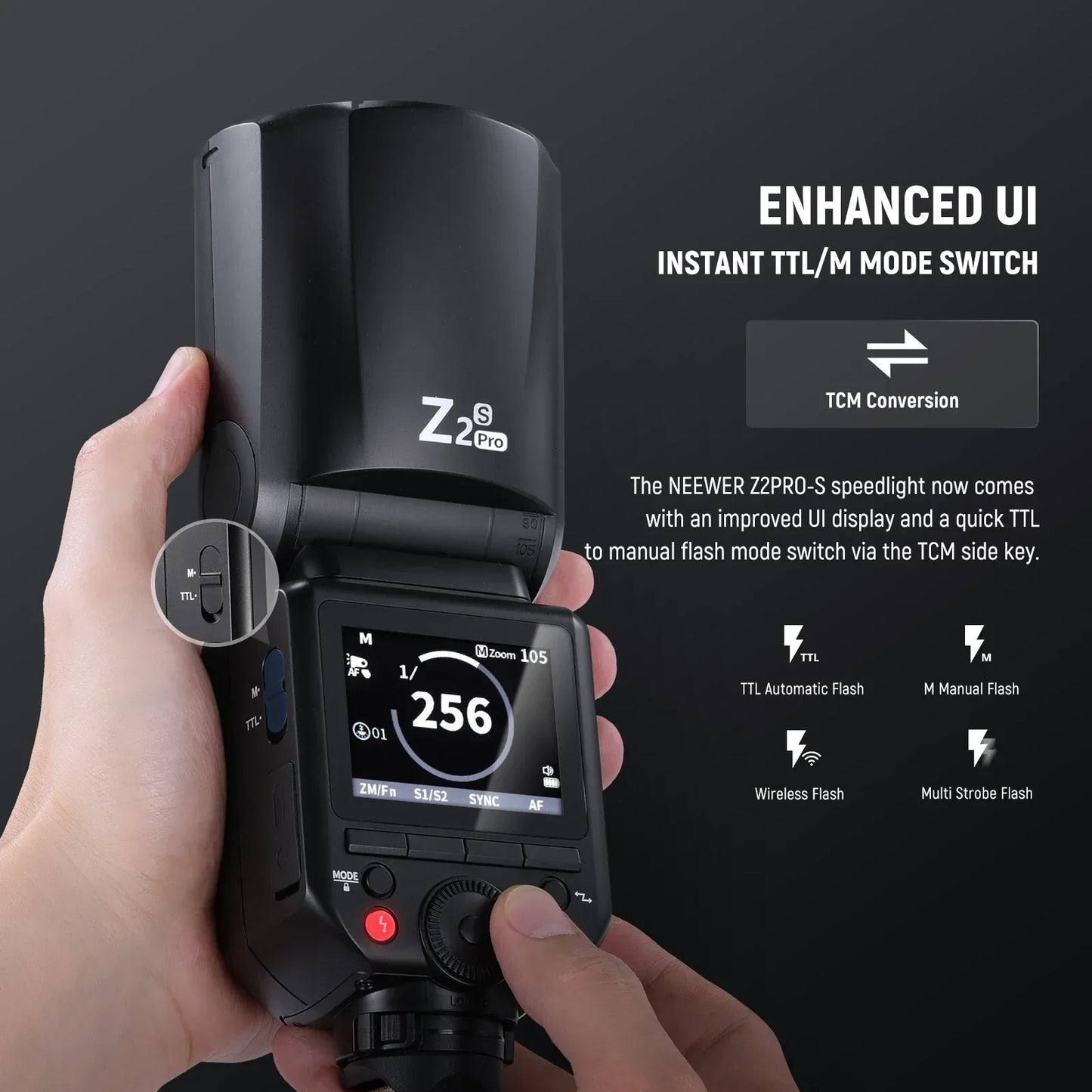 NEEWER Z2 PRO 2.4G TTL Round Head Flash Speedlite with 600 Full Power Flash For Nikon/Sony/Canon Wireless Compatible with Godox