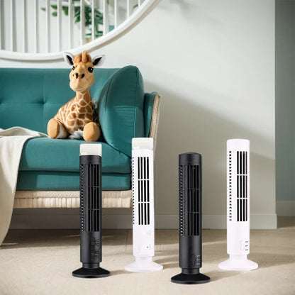 Bladeless Desktop Tower Fan Portable Electric Fan Air Cooler 2 Wind Speed Cooling Air Conditioner Standing Fan for Home Office