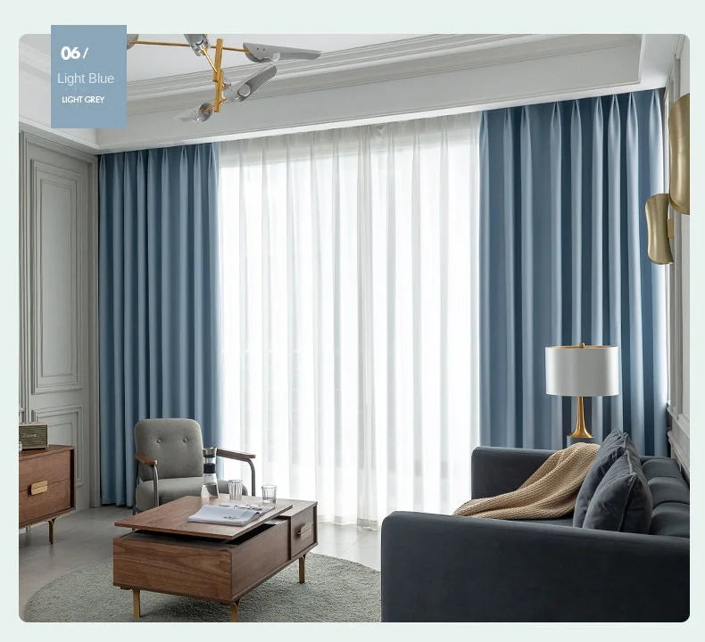Light Luxury High Grade Bedroom High Blackout Curtain Ins Style Living Room Curtains Green Natural Solid Color Thickened Drapes