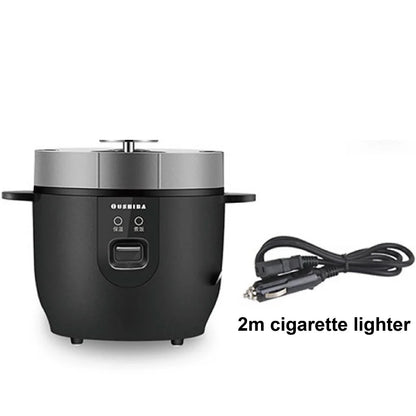 24V Car Electric Cooking Pot Non-stick Rice Cooker Portable Food Heater Multi-function Pot Truck Auto Keep Warm Pot 1.5L