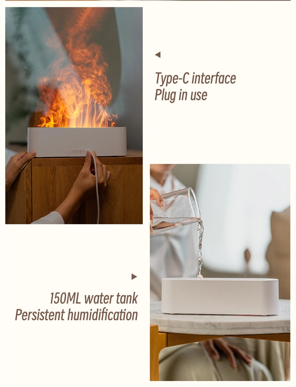 New 7 Colors Flame Lamp Air Humidifier Aromatherapy Diffuser USB Ultrasonic Cold Mist Sprayer Essential Oil Diffuser Humidifier