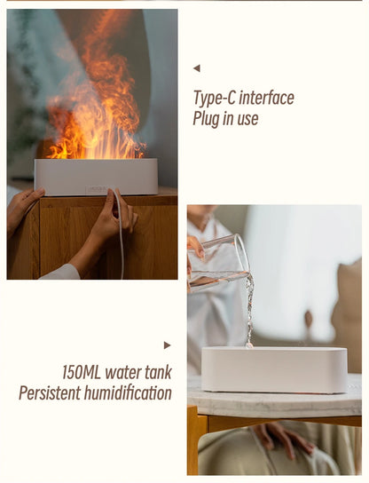 New 7 Colors Flame Lamp Air Humidifier Aromatherapy Diffuser USB Ultrasonic Cold Mist Sprayer Essential Oil Diffuser Humidifier