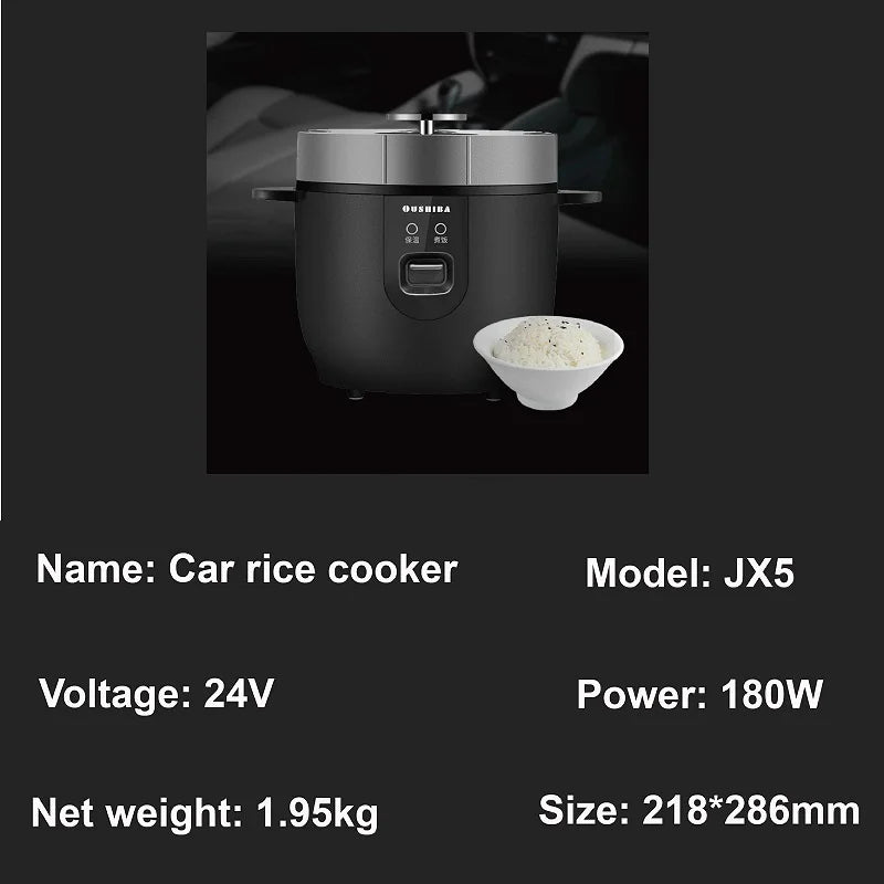 24V Car Electric Cooking Pot Non-stick Rice Cooker Portable Food Heater Multi-function Pot Truck Auto Keep Warm Pot 1.5L