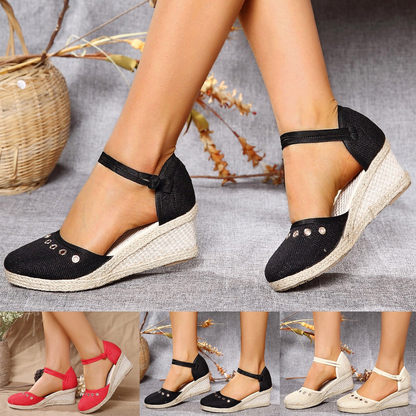 Sandals Women 2024 Summer Comfortable Platform Wedge Sandals Braided Buckle Breathable Wedge Sandals Outdoor Female Shoes