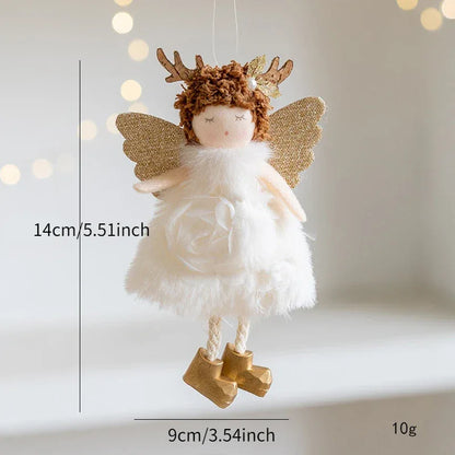 New Christmas Mouse Doll Pendant Girl Ballet Angel Christmas Tree Pendant Plush Hanging Xmas Decoration Charms New Year Gifts