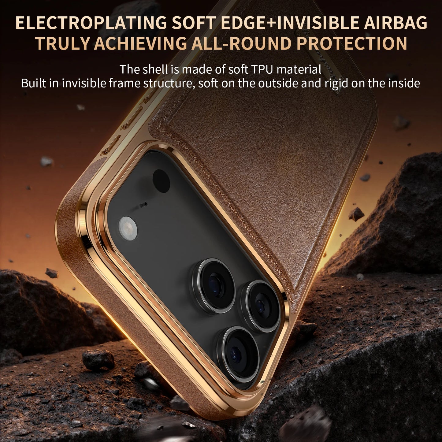 Business Retro Leather Back Case For iPhone 17 Pro Max / 17 Air For Magsafe Magnetic Magnets Shell