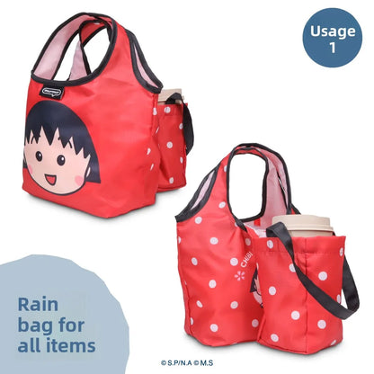 New Cherry Small Ball Japanese Cartoon Style Waterproof Stackable Handheld Lunch Box Bag Convenient Beverage Bag Family Storage