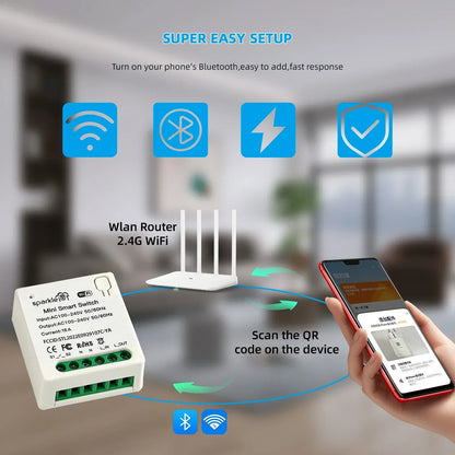 Matter 16A WiFi mini Smart Switch Pass-through Disconnect Dual Control Outletorks Remote Control Timer  Work with HomeKit Alexa