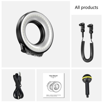 Seafrogs Universal 67mm Thread Ring Flash Light For Camera Phone Housing Waterproof Underwater Light Camera Ring Light