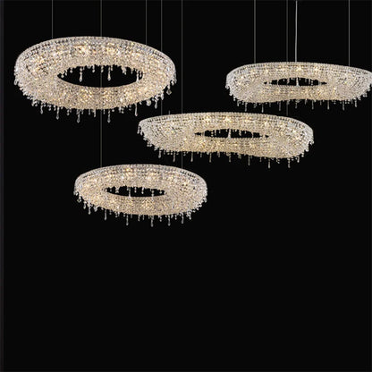 2025 Modern Luxury Round Oval Crystal Chandelier For Living Dining Room Chrome Luster LED Pendant Lights Hotel Duplex Villa Lamp