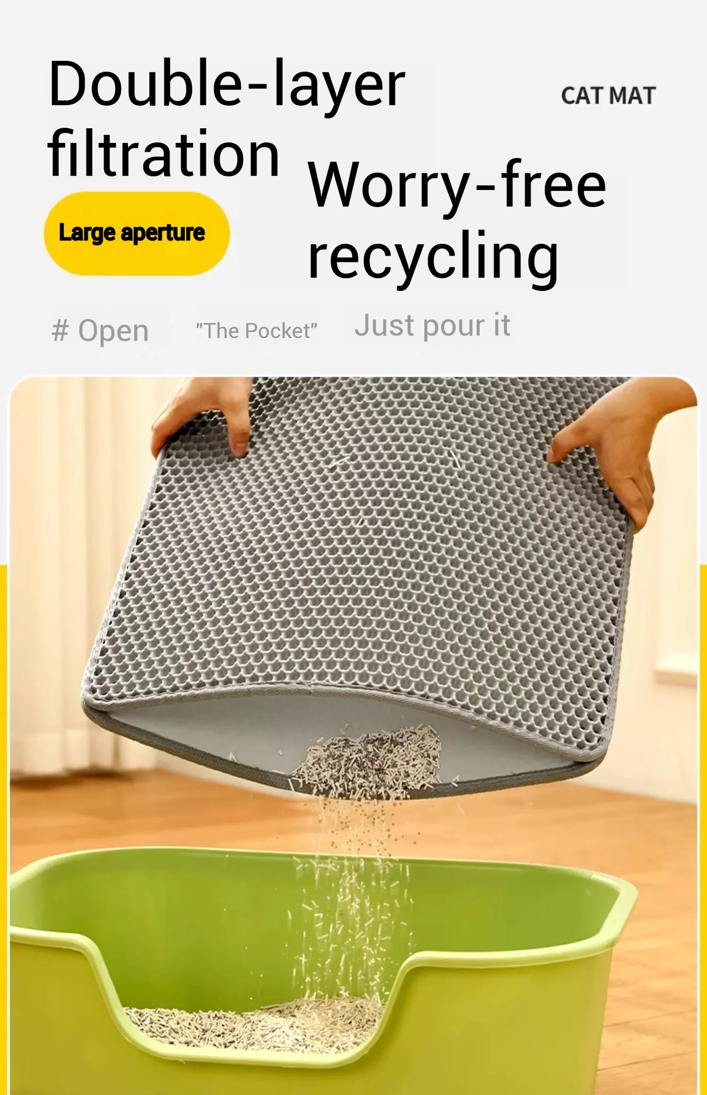 Large Cat Litter Mat Waterproof Double Layer Litter Trapping Clean Pad for Cat Litter Box Durable and Easy to Clean