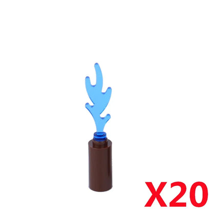 MOC Medieval Campfire Building Block Flame Wave Candle Transparent Wine Bottle Educational Toy Compatible Accessories Brick K054