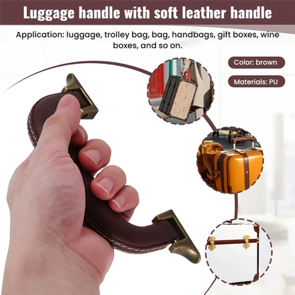 A04RR  Brown Leather Guitar Musical Instrument Box Luggage Toolbox Trolley Case Handle
