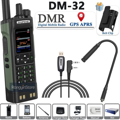 BAOFENG DM-32 with Belt Holster DMR Radio Digital Walkie Talkie GPS APRS 999 Channel Dual Mode Analog Dual Time Slot For Hiking