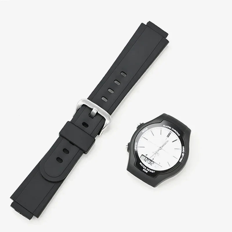 Resin Strap for Casio  AW-90H Sport Waterproof Stainless Steel Buckle Men's Rubber Replace Band Bracelet Watch Accessories