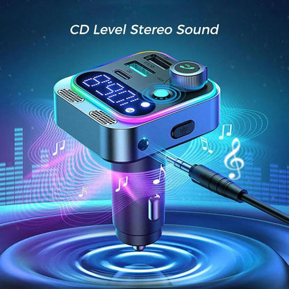 Bluetooth 5.0 FM Transmitter For CarStronger Dual Mics & HiFi Deep Bass Sound 48W PD&QC3.0 Bluetooth Car Adapter Hands-Free Call