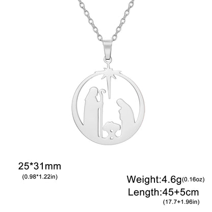 Christian Prayer Pendant Necklace Stainless Steel Unisex Retro Angel Star Prayer Talisman Mother's Day Jewelry Gift