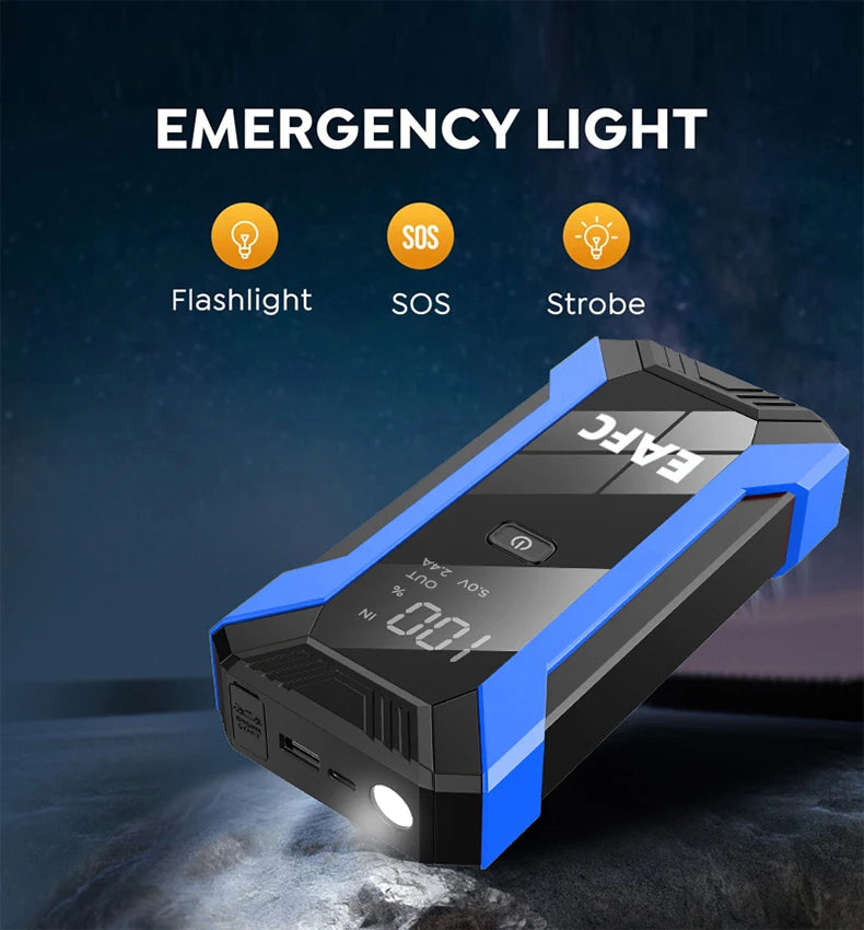 EAFC 12V  Car Jump Starter Power Bank Portable Car Battery Booster ChargerStarting Device Auto Emergency Start-up Lighting