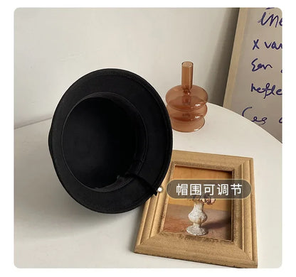 2024 Autumn Spring Fedoras Women Hat Elegant Vintage Bowknot Wool Ladies Hat Dome Felt Wedding Church Jazz Cap Female Bow Bowler