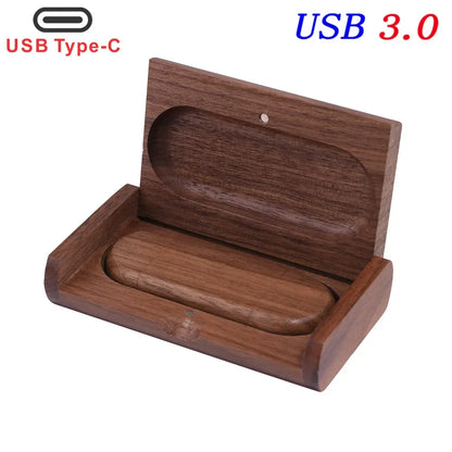 2 IN 1 TYPE-C USB 3.0 Flash Drive 128GB Free Custom Logo Pen Drive 64GB Wooden Pendant Memory Stick 32GB Creative Wedding Gift